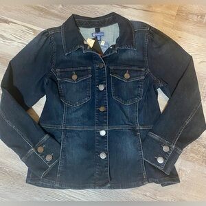 Democracy Denim Flare Jacket Dark Wash, Button Front Women's Size Medium